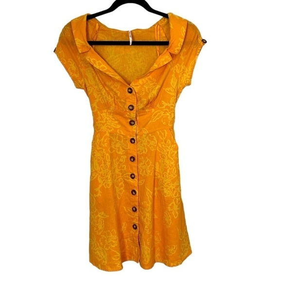 Free People A Thing Called Love Mini Dress in Yellow Combo - Picture 5 of 13